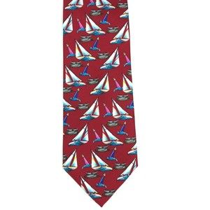 Utopia Men's Tie Handmade Red Sailboat Boat Ocean Nautical Novelty Necktie 56"